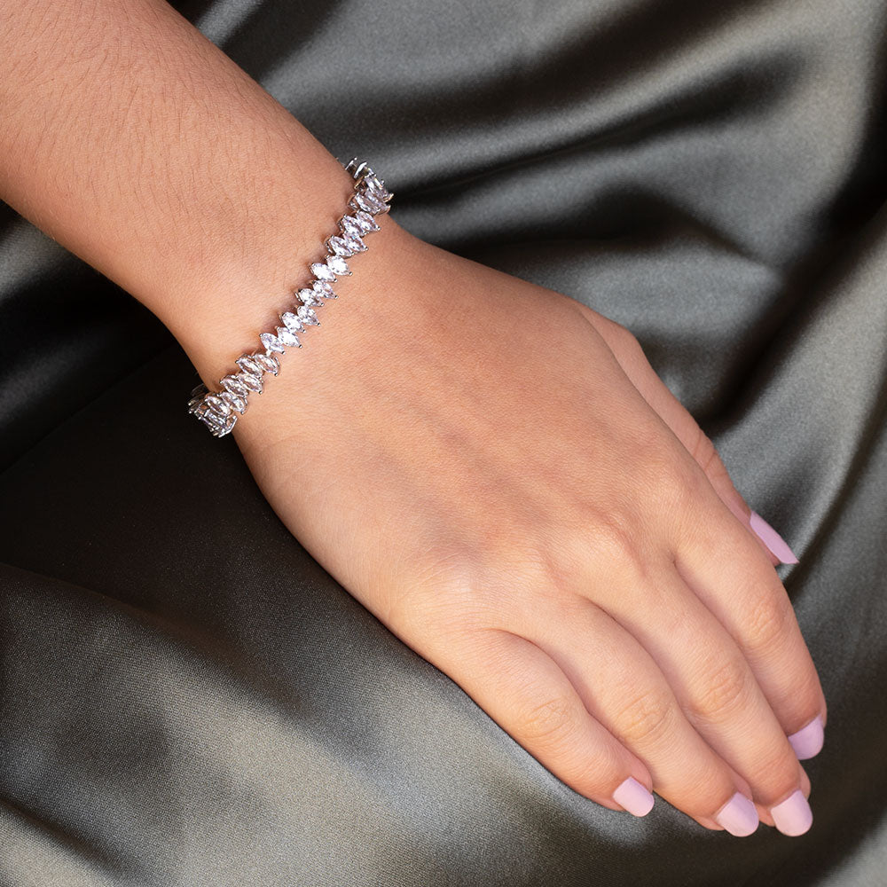 "Eliza" 22.9CTW Prong Set Marquise Cut Tennis Bracelet - Includes Extender