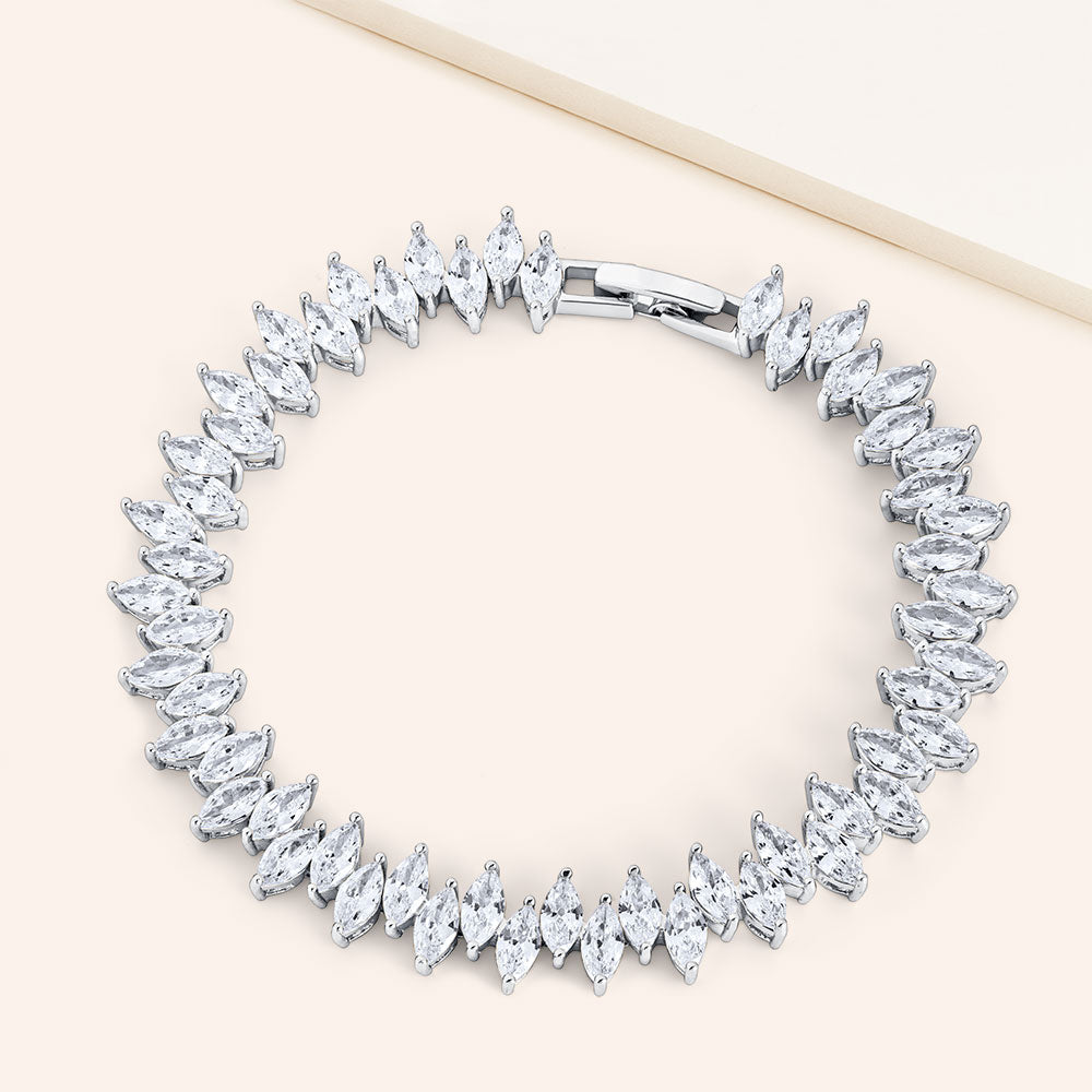 "Eliza" 22.9CTW Prong Set Marquise Cut Tennis Bracelet - Includes Extender