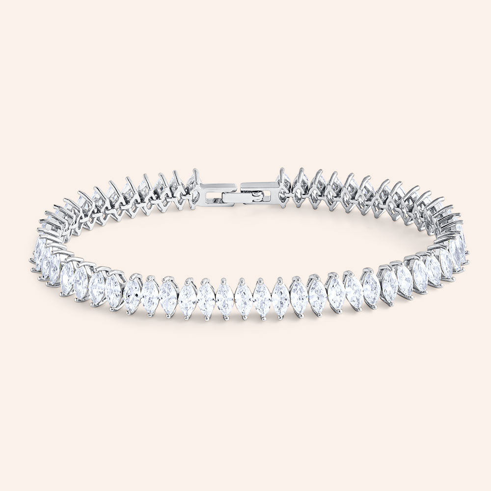"Crown Beauty" 22.1CTW Prong Set Marquise Cut Tennis Bracelet - Includes Extender