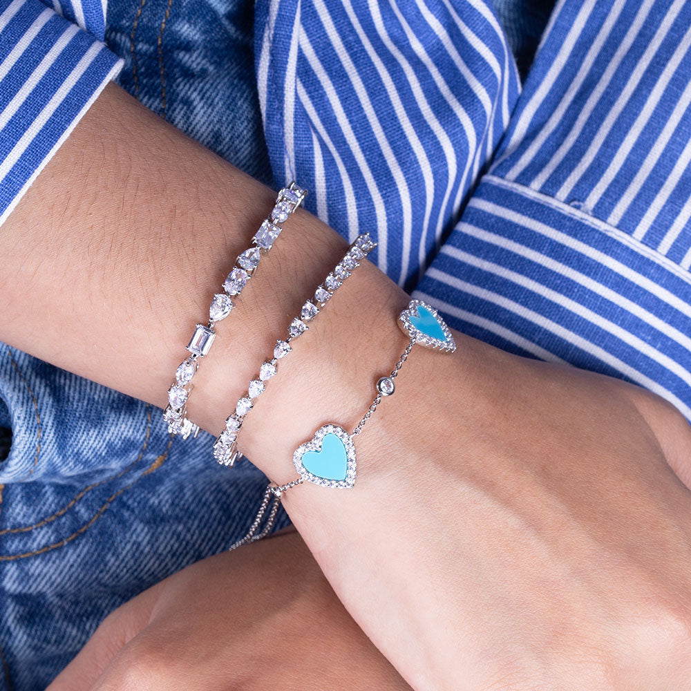 "Leah" 12.2CTW Prong Set Pear Cut Tennis Bracelet - Includes Extender