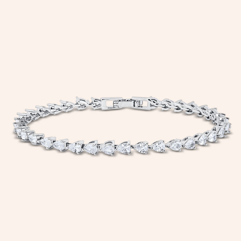 "Leah" 12.2CTW Prong Set Pear Cut Tennis Bracelet - Includes Extender