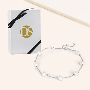 "Oceana" Sterling Silver Freshwater Pearl Station Bracelet