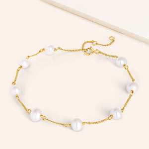 "Oceana" Sterling Silver Freshwater Pearl Station Bracelet