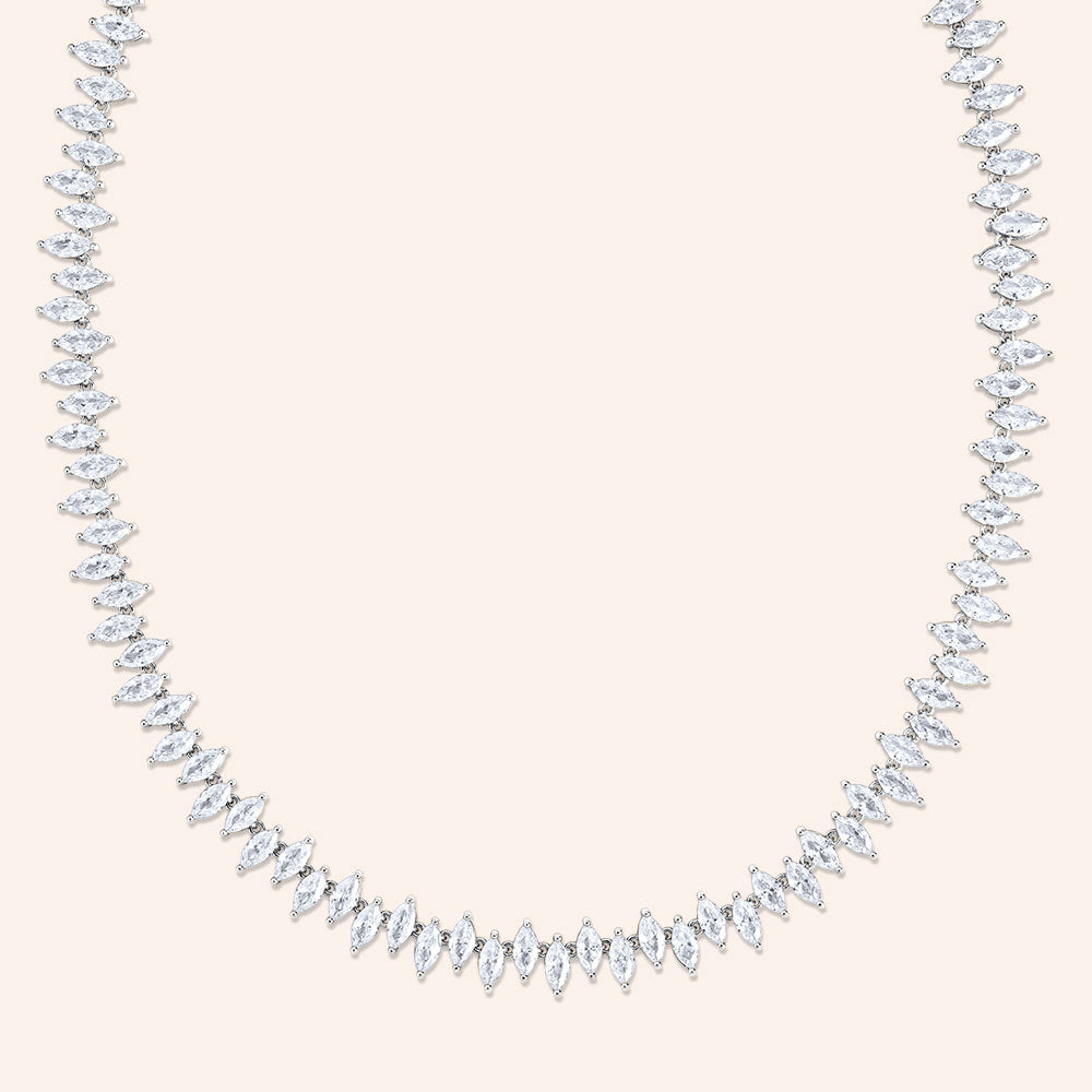 "Paige" 19.2CTW Marquise Cut Statement Tennis Necklace - Includes Extender