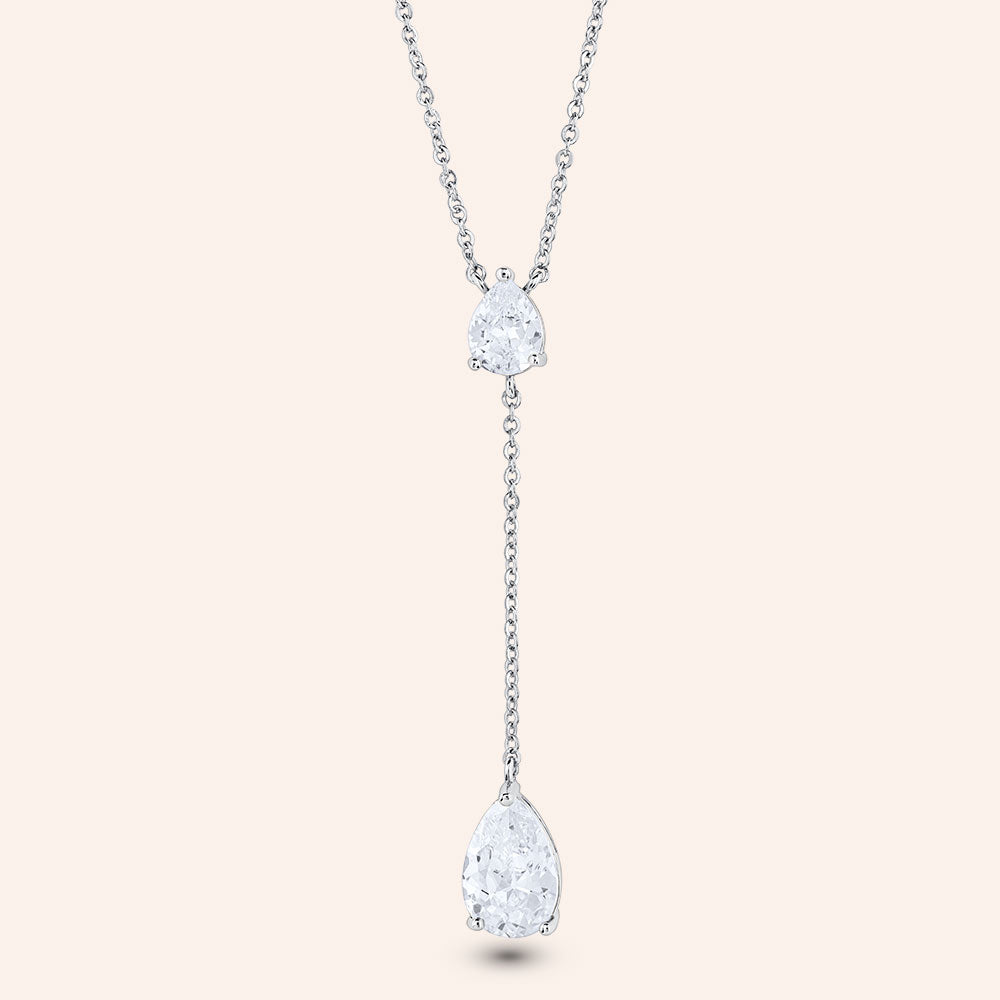 "Lucy" 6.4CTW Prong-set Pear Cut "Y" Design Necklace