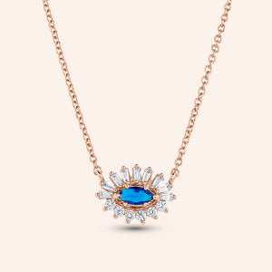 "Clairvoyance" 2.1CTW Baguette Evil Eye Pendant Necklace