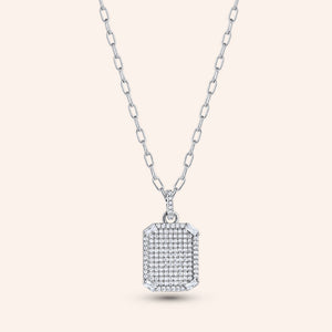 "Tabitha" 1.3CTW Pave & Baguette Tag Pendant Necklace
