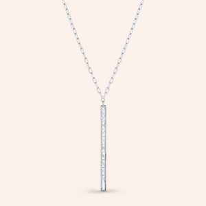 "Jade" 4.2CTW Bezel Set Baguette Bar Pendant Necklace