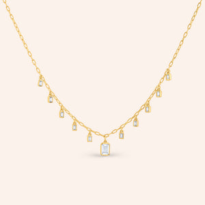 "Radiance" 3.8CTW Baguette Station Necklace