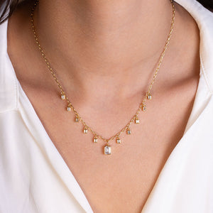 "Radiance" 3.8CTW Baguette Station Necklace