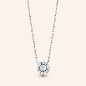 "Evy" 0.5CTW Sterling Silver Round Cut Halo Pendant Necklace