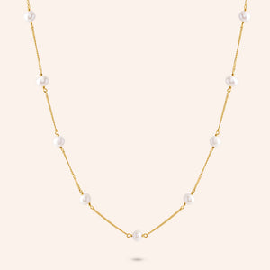 "Oceana" Sterling Silver Freshwater Pearl Station Necklace