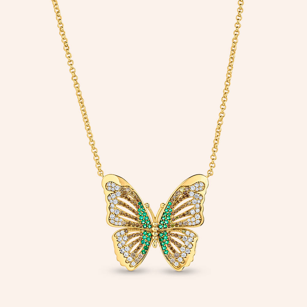 "Valeria" 1.1CTW Pave Butterfly Pendant Necklace