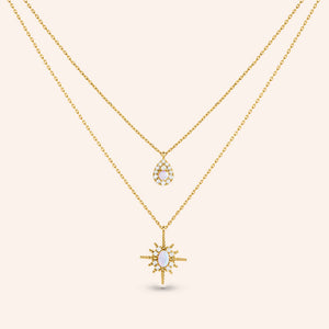 "Angelica" 1.6CTW Pave & Opal Layered Necklace