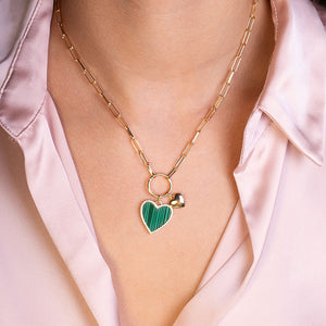 "Love Charming" Multi Charm Thin Link Chain 18" Necklace Set - Dual Heart Charms