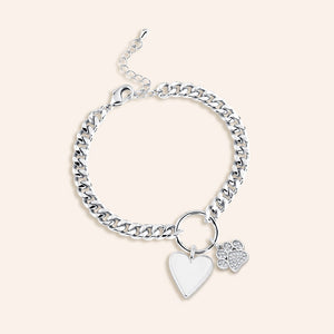 "Most Loyal Friend" Multi Charm Curb Chain Bracelet - Heart & Pow Charms