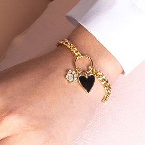 "Most Loyal Friend" Multi Charm Curb Chain Bracelet - Heart & Pow Charms