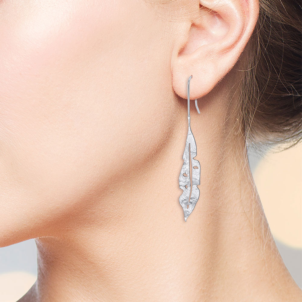 "Baily" High Polish Leaf Dangle Earrings