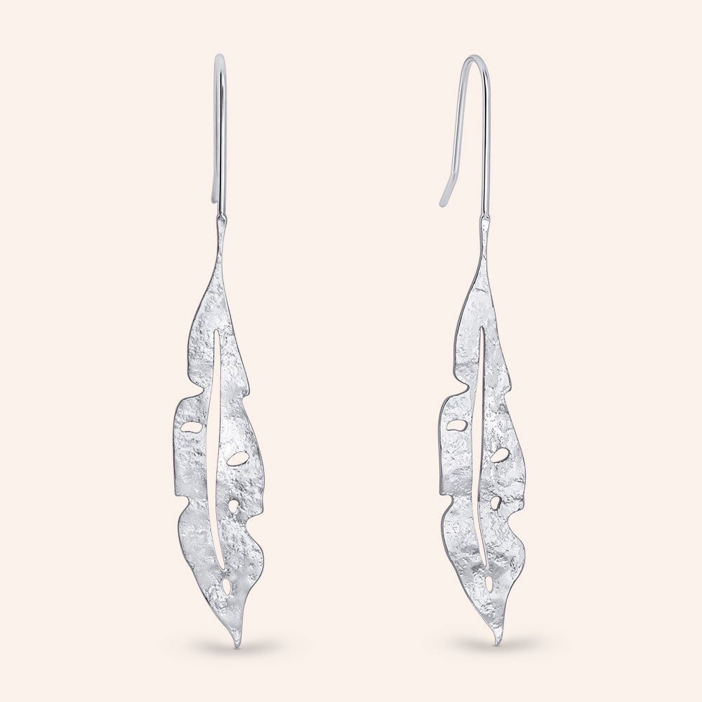 "Baily" High Polish Leaf Dangle Earrings