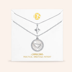 "Mystic Guardian" Set of Two Constellation & North Star Pendant Layering Necklaces