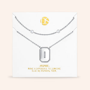 "Twin Token" Set of Two Initial Plate & Station Layering Necklaces