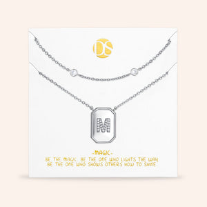 "Twin Token" Set of Two Initial Plate & Station Layering Necklaces