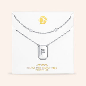 "Twin Token" Set of Two Initial Plate & Station Layering Necklaces