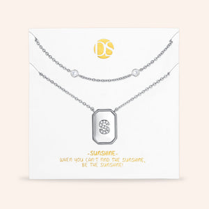 "Twin Token" Set of Two Initial Plate & Station Layering Necklaces