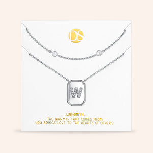 "Twin Token" Set of Two Initial Plate & Station Layering Necklaces