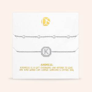 "Twin Token" Set of Two Initial Plate & Station Pull-tie Bracelets