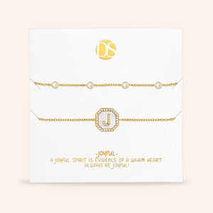 "Twin Token" Set of Two Initial Plate & Station Pull-tie Bracelets