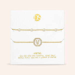 "Twin Token" Set of Two Initial Plate & Station Pull-tie Bracelets