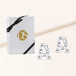 "Be Your Own" Baguette Initial Stud Earrings