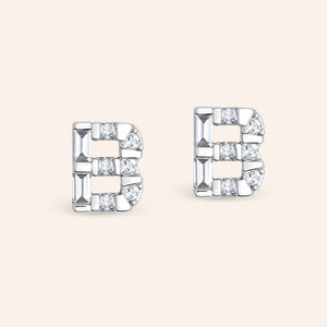 "Be Your Own" Baguette Initial Stud Earrings