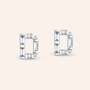 "Be Your Own" Baguette Initial Stud Earrings