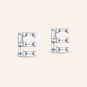 "Be Your Own" Baguette Initial Stud Earrings