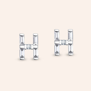 "Be Your Own" Baguette Initial Stud Earrings