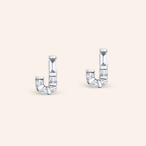 "Be Your Own" Baguette Initial Stud Earrings