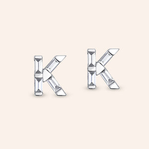 "Be Your Own" Baguette Initial Stud Earrings