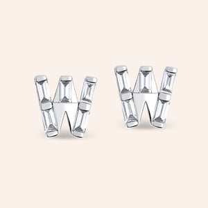 "Be Your Own" Baguette Initial Stud Earrings