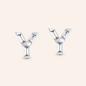 "Be Your Own" Baguette Initial Stud Earrings