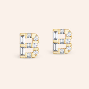 "Be Your Own" Baguette Initial Stud Earrings