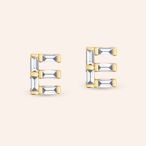 "Be Your Own" Baguette Initial Stud Earrings