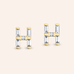 "Be Your Own" Baguette Initial Stud Earrings