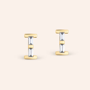 "Be Your Own" Baguette Initial Stud Earrings