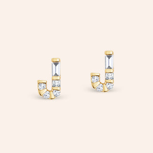 "Be Your Own" Baguette Initial Stud Earrings