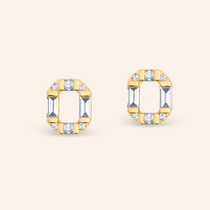 "Be Your Own" Baguette Initial Stud Earrings