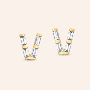 "Be Your Own" Baguette Initial Stud Earrings