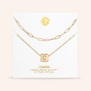 "Whispers" Set of Two Initial Cube & Clip Chain Layering Necklaces