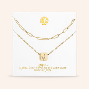 "Whispers" Set of Two Initial Cube & Clip Chain Layering Necklaces